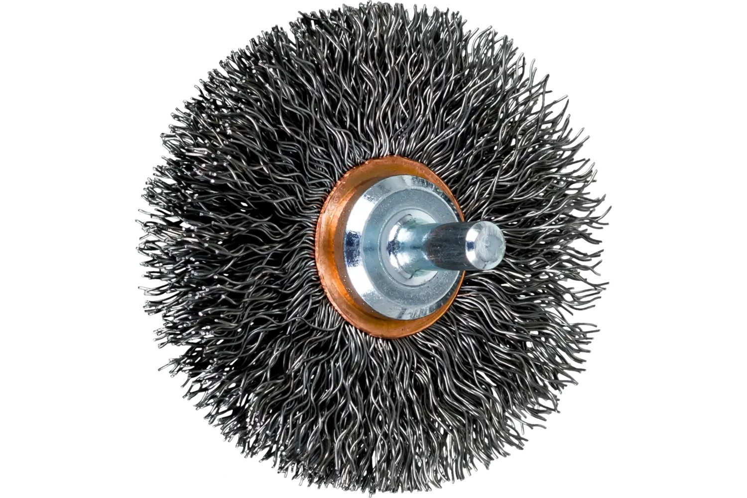 Picture of Pferd Crimped Mounted Cup Brush 2-1/2" Dia. .014 Carbon Steel 1/4" Shank